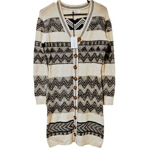 Lucky Brand Long Button Up Sweater Dress/Cardigan Medium New With Tags.